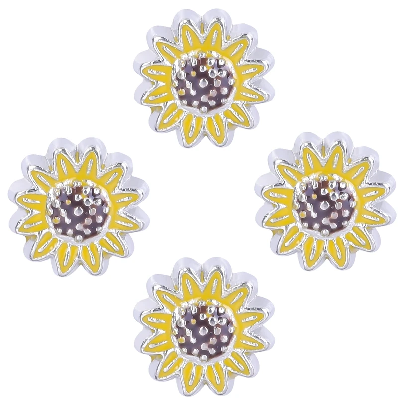 20Pcs/Lot Mix Enamel Sakura Daisy Flower Floating Charms Diy Rose Sun Flower кулон For Memory Relicario Locket Jewelry Making