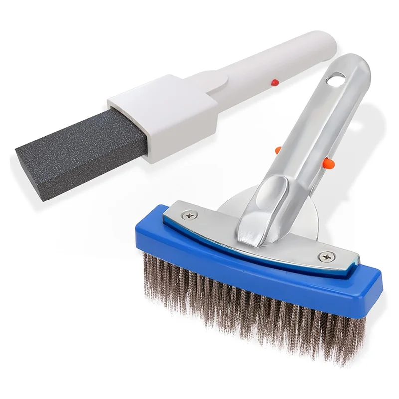 AT05-Pool Pumice Stone And 5 Inch Stainless Steel Pool Brush Kit To Reomve Erase Rust Stain Spot In Concrete Plaster Pool Spa