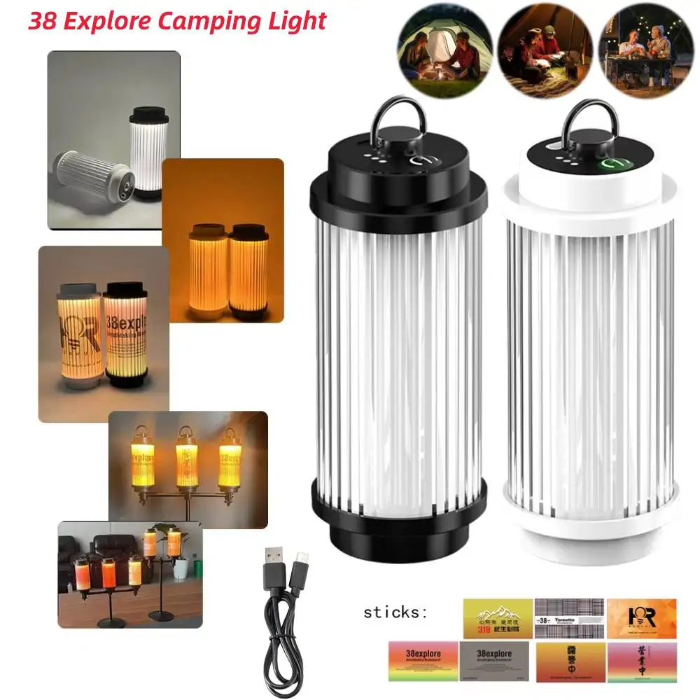 38 Explore USB Rechargeable Camping Flashlights lamp Powerful Lantern Powerful Mini LED Campling Light Outdoor Camping Supplies