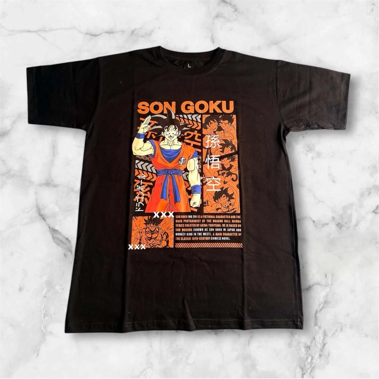 

Bandai 2026 New Dragon Ball Z Wukong Wofan Anime Print High Quality Men's Short Sleeve Parent-Child Large Size Loose T-Shirt
