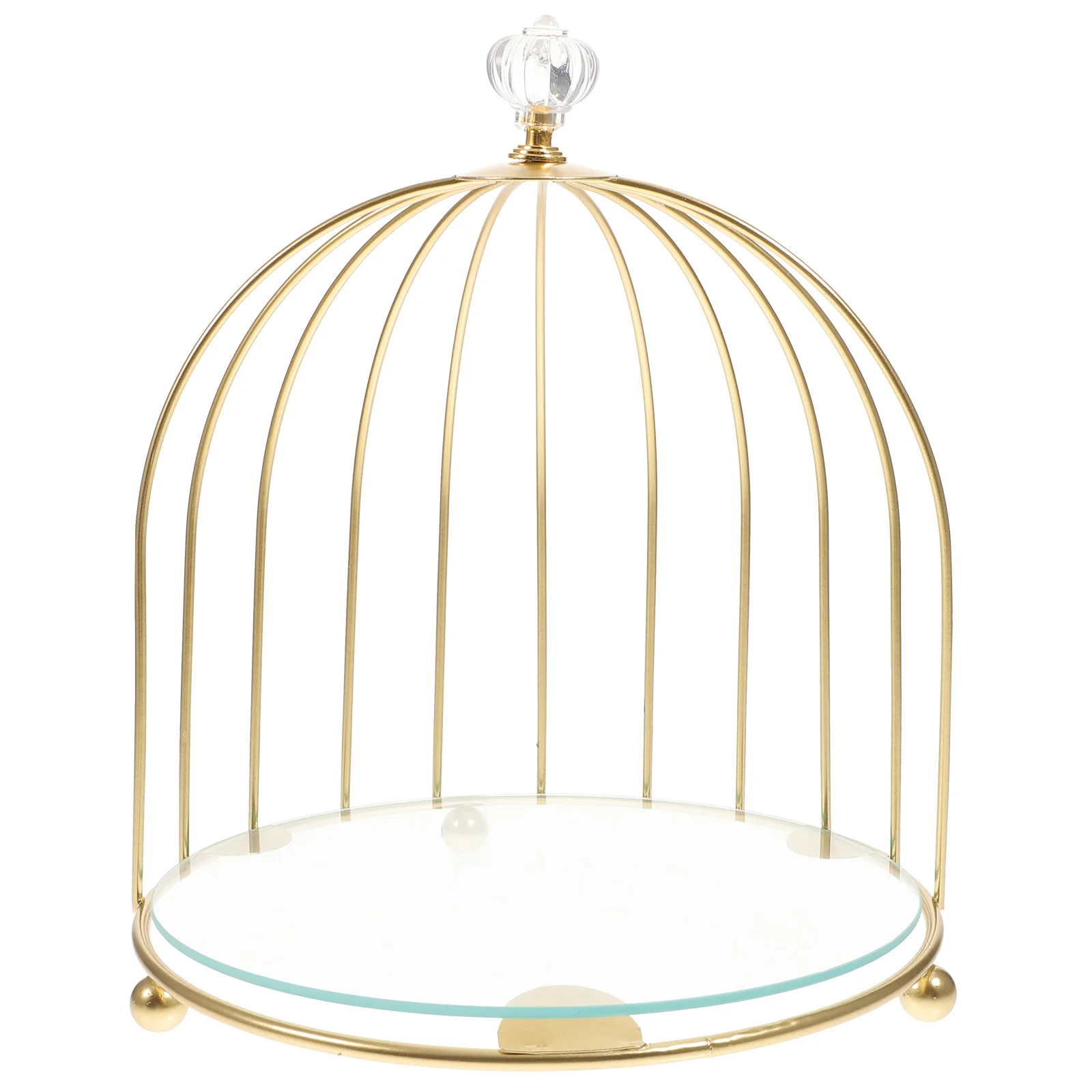 

Gold Cake Stands for Dessert Table Bird Cage Display Decorate Birthday Golden Glass Holder