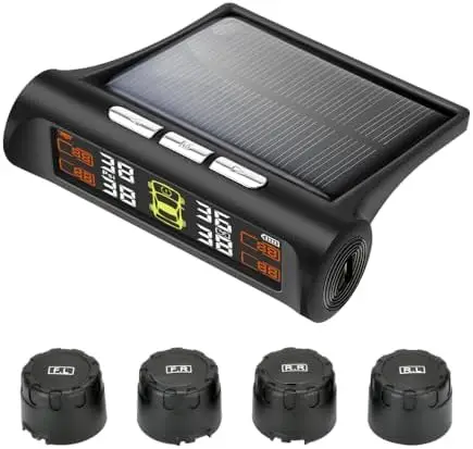 

Солнечный датчик давления в шинах TPMS с 4 датчиками, 5 сигналами тревоги, ЖК-дисплеем и функцией автоматического перехода в режим сна - оранжевый