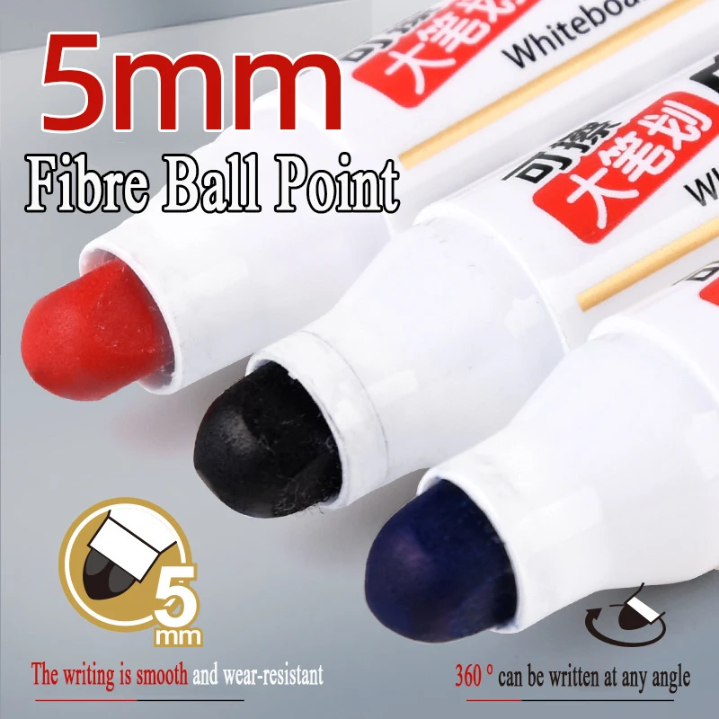 Erasable 5mm round Head Large Stroke Can Add Ink Whiteboard Marker Pop Pen Board Pen Water-Based Paint Pen Office Supplies