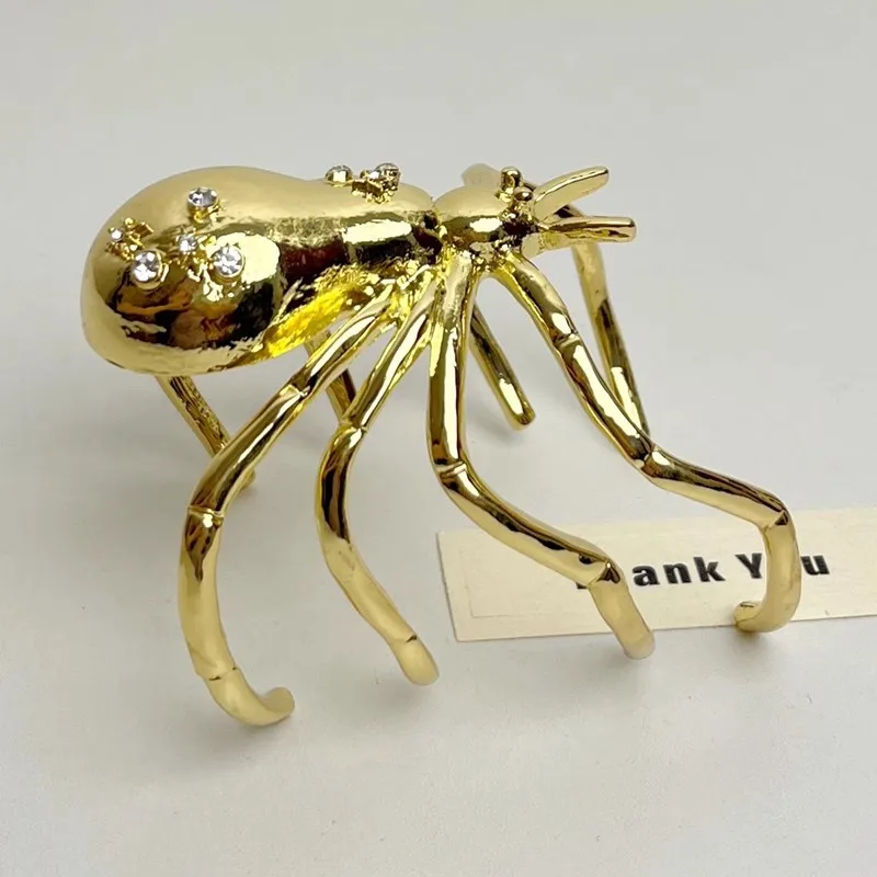 Exaggerated Metal Large Spider Open Bracelets for Women Girls Unique Creative Party Vintage Jewelry Accessories
