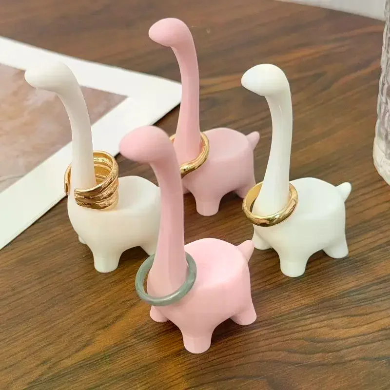 2026 Creative Cartoon Dinosaur Jewelry Display Ring Holder Pink Multi Functional Durable Stand Tools Accessories Packaging