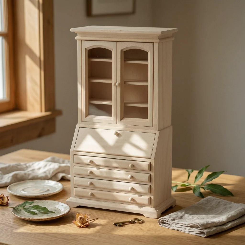 

1:12 Scale Wooden Cupboard Clear Front Openings 1:12 Scale Cabinet Wooden Miniature Cabinet Openable Doors