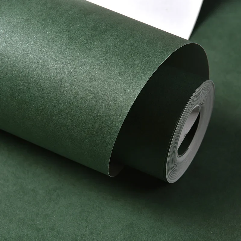 Solid Color Non-woven Bedroom Living Room Wallpaper Simple Plain Color Hotel Hotel Decoration Dark Green Gray Wallpaper