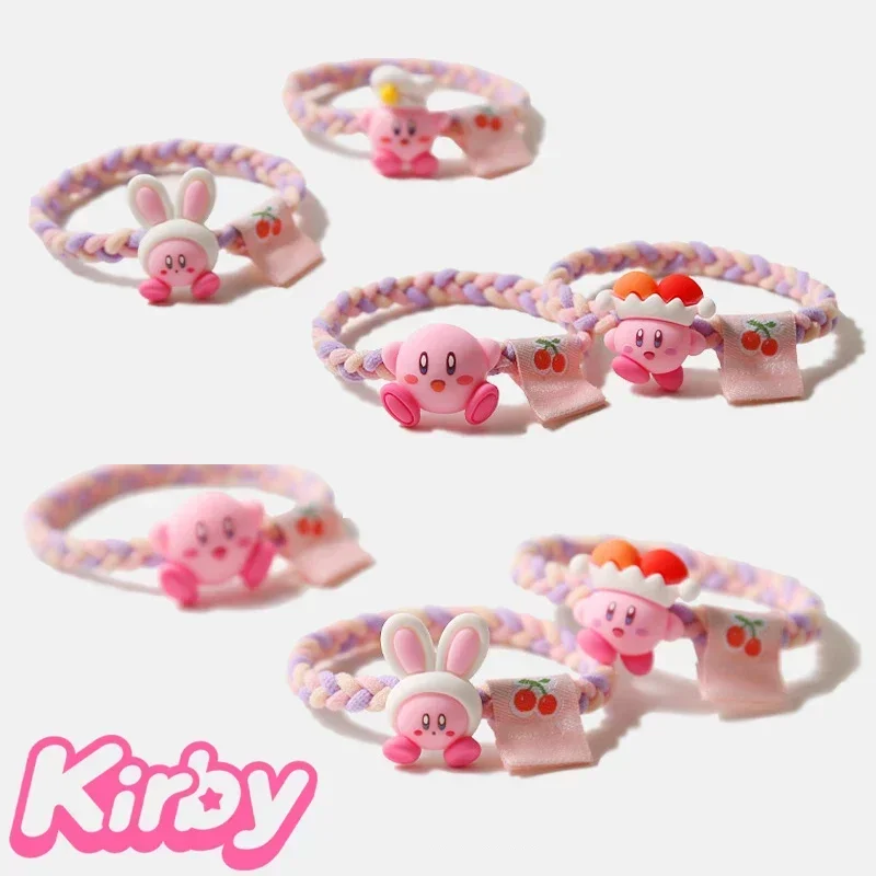 Kirby Hair Bands Cute Elastic Girls Anime Headwear Women Kawaii Scrunchies Fashion Cartoon Kids Hair Accessories Ropes Tie Gifts