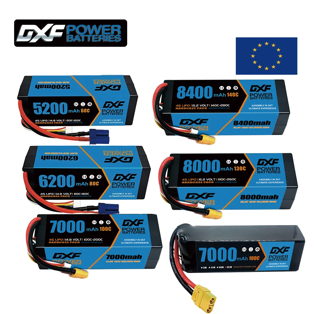 

DXF 4S Lipo Battery 5200mAh 6500mAh 7000mAh 8000mAh 8400mAh 9200mAh 10000mAh 60C 80C 100C 120C 130C 140C with EC5 XT90 Plug