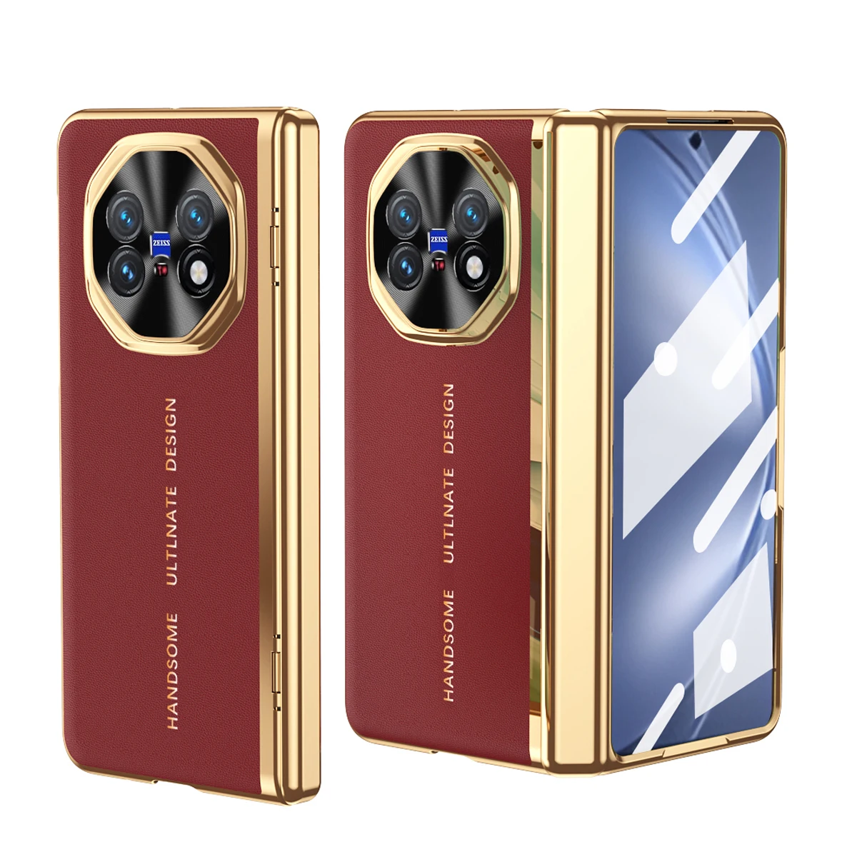 

Cover for VIVO X Fold 6 Hinge Case Plating Leather 180° Folding Front Screen Glass Film