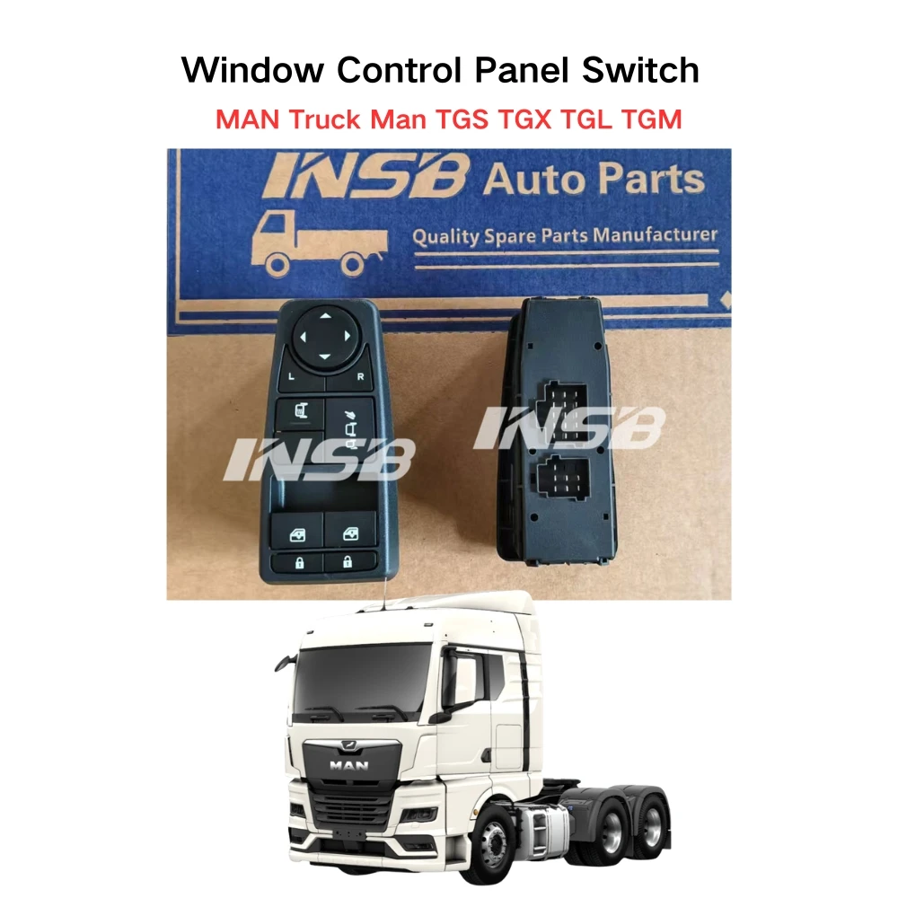 INSB 1 Pcs Window Control Panel Switch 81258067093 for MAN TGS TGX (2007-2013) TGS TGX Euro-6 (2014-2020)