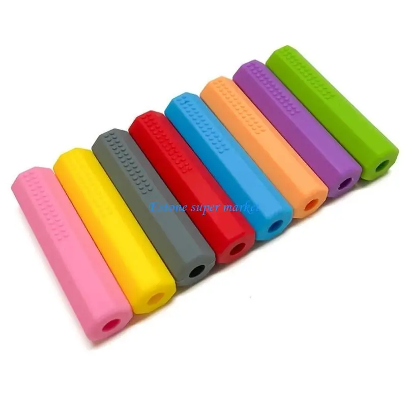 090B Infant Teething Relief Pencil Protector Chew Toy Silicone Fine Motor Skills