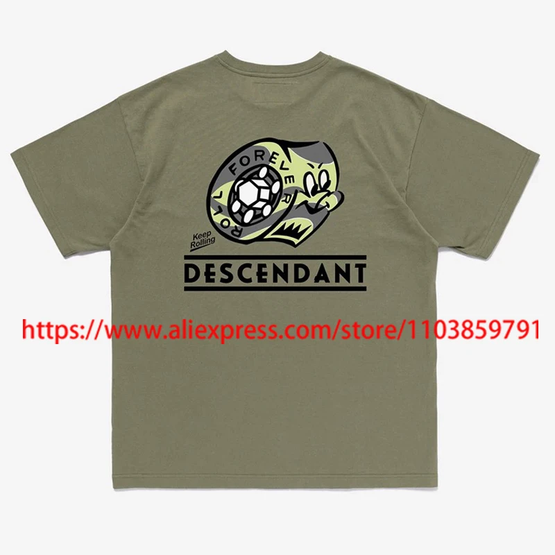 

2025 100% Cotton Youthful Vitality DESCENDANTD Short Sleeve Tire Print Summjer Comfortable Men Women Round-neck Tops T-shirt