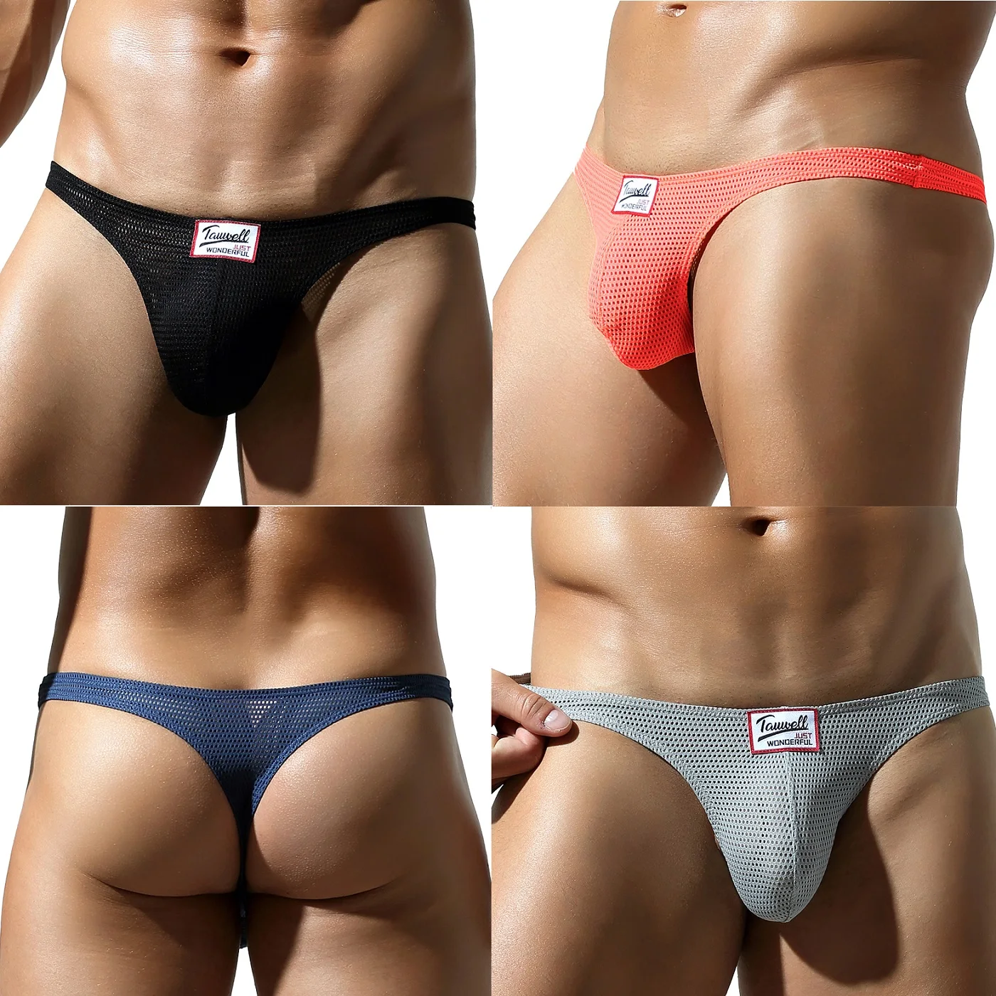 TAUWELL Men's Comfortable Nylon Mesh Thongs Underwear Shorts New Collection Breathable Innerwear for Men