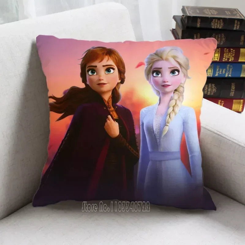 Disney Elsa Princess Pillowcase Cartoon Cushion Cover Home Decorative Pillow Case  Girl Gift 45x45cm