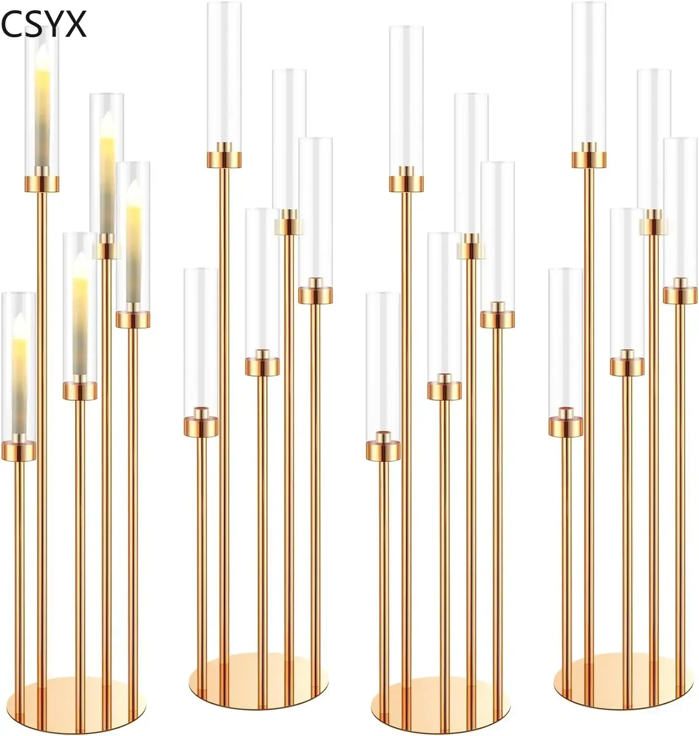 Candelabro de suelo de 5 brazos, candelabro dorado de 42,5 pulgadas de alto, centros de mesa de candelabro para mesas, juego de candelabros de Metal con acrílico, 1 ud.