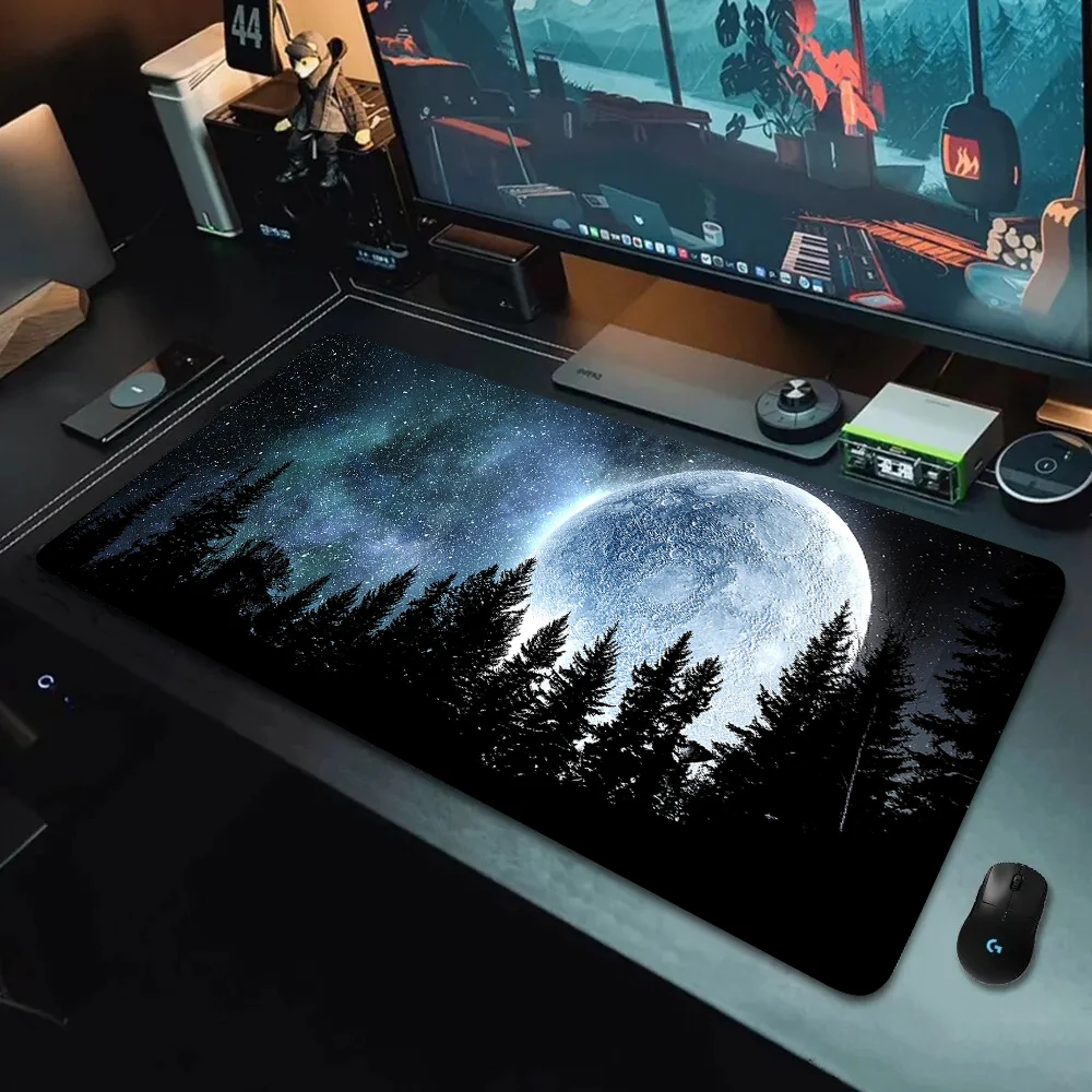 Forest Moonscape Design Large Size Rubber Anti- Slip Mouse Mat Computer Laptop Accessories Keyboard Tablepad Office Supply 40*90