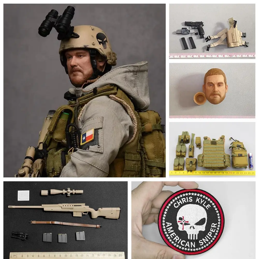 

1/6 EASY&SIMPLE ES CK002R CK002DX US. Soldier Doll Sniper ChrisKyle Dress Coat Helmet Head Waist Belt Soldier Stand Platform Fan