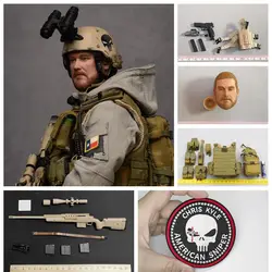 1/6 EASY&SIMPLE ES CK002R CK002DX US. Soldier Doll Sniper ChrisKyle Dress Coat Helmet Head Waist Belt Soldier Stand Platform Fan