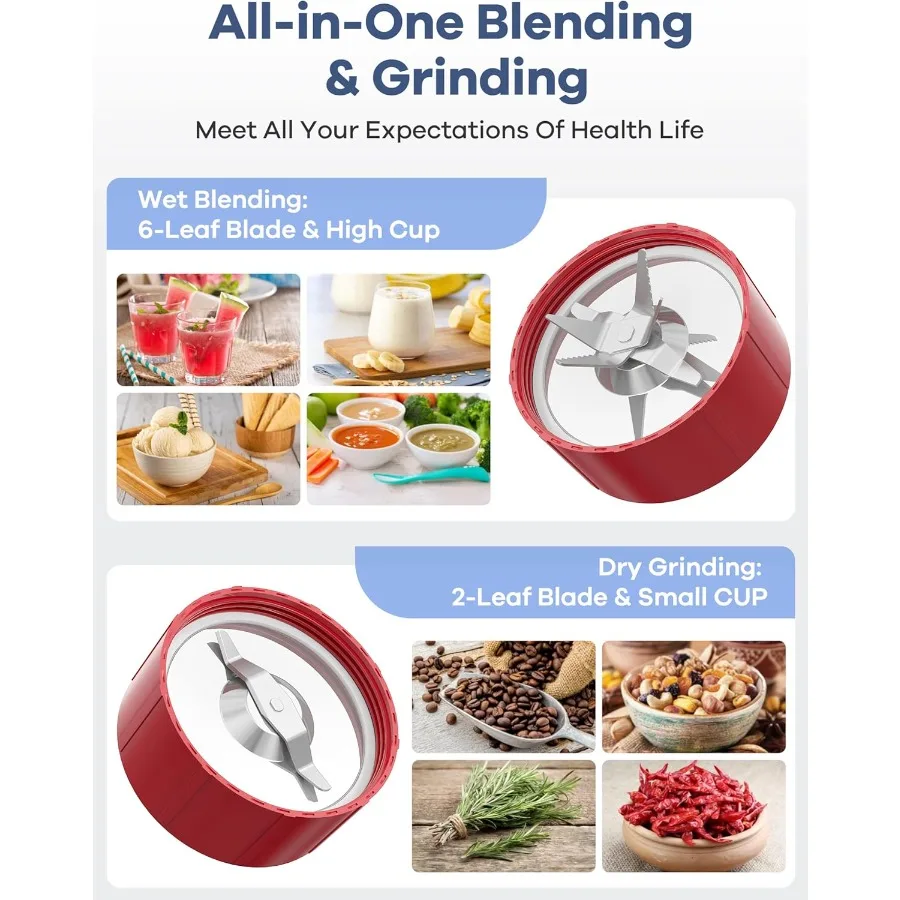 シェイクやスムージー用の900Wブレンダー キッチン用スムージーメーカー用の15ピースパーソナルブレンダーとグラインダーコンボ BPAフリーのポ付き4個