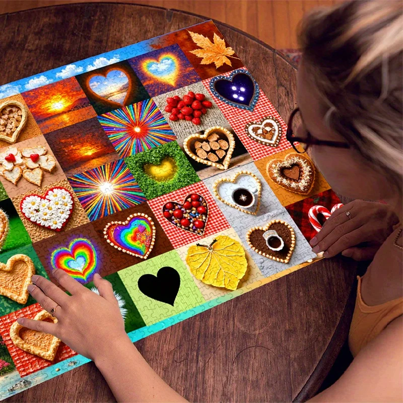 500/1000 elementów Papierowe Puzzle Romantyczne w Stylu Dreamy Healing, Duże Puzzle w Kształcie Serca, Zabawka, Gra dla Dorosłych, Prezent, Gra Interaktywna dla Rodziny P
