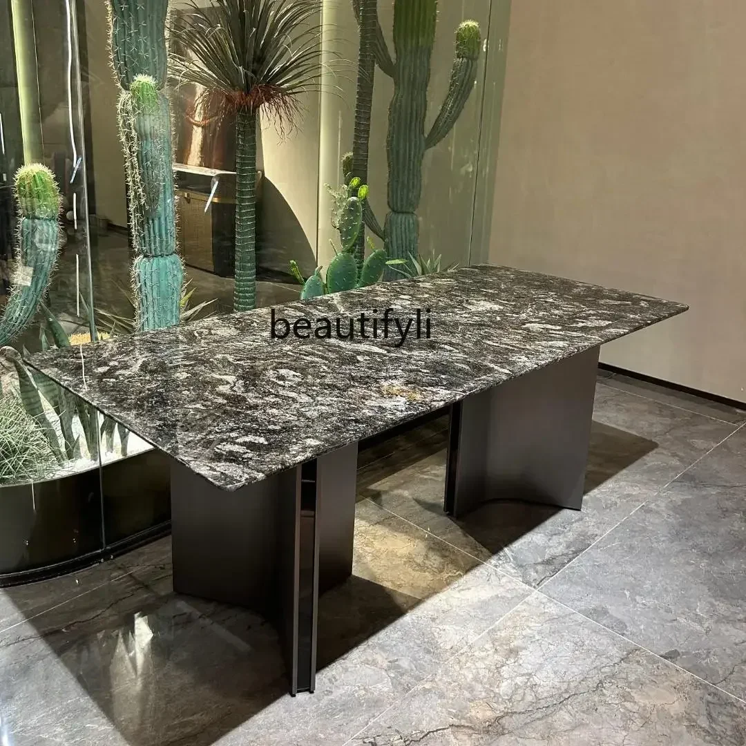 Dining Table Light Luxury High-end Dining Table Natural Marble Rectangular Table