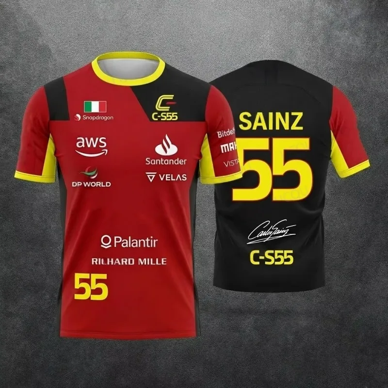 2026 New Special Edition Hamilton  Leclerc Summer Unisex Motorsport Fans 44 16 Red Black Racing Team Uniform Jersey T-Shirt - view 3