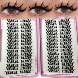 32Rows Fox Eye Manga  Cluster Lashes Cat Eye Lashes Individual Lashes Natural Look DIY Eyelash Extension Volume Lash Clusters