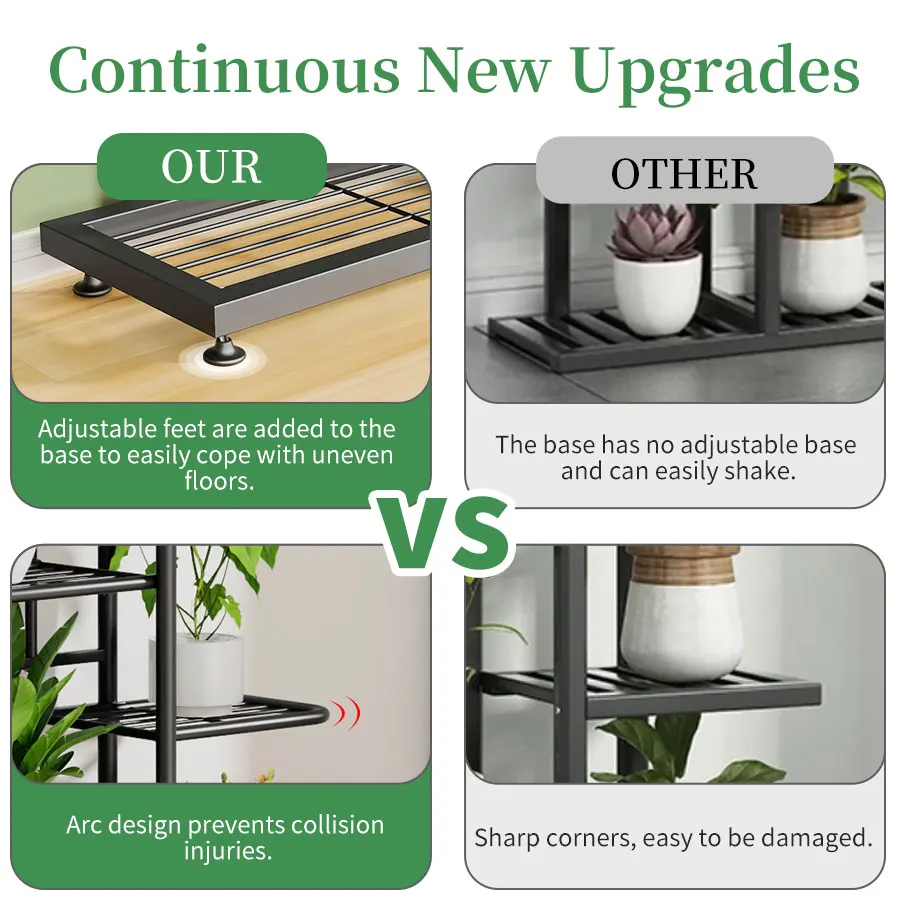 Soporte para plantas y flores de 4/6/8 niveles, estante para macetas, balcón, interior, estante de almacenamiento multicapa, estante para flores y