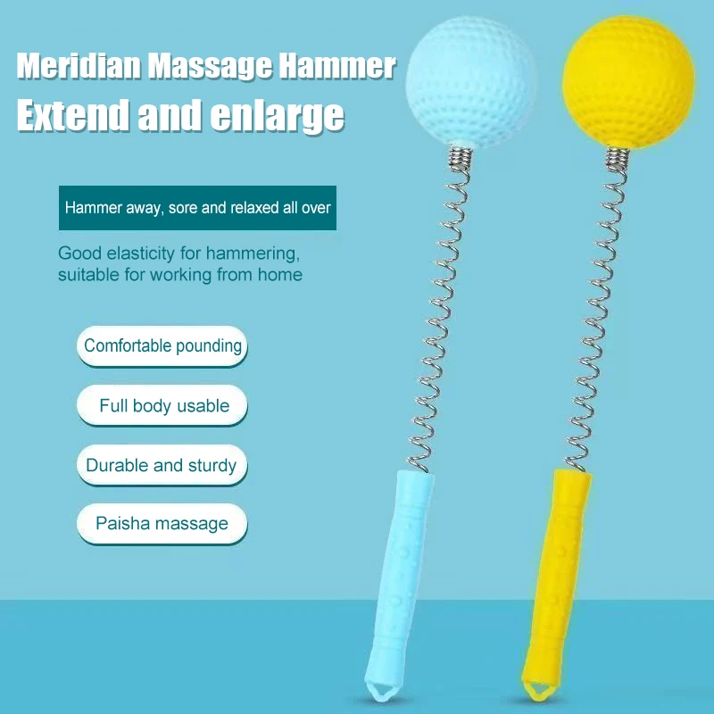 Manual Massage Hammer Stick Ball Spring Elastic Massager Knock Shoulder Waist Leg Full Body Massage Tool