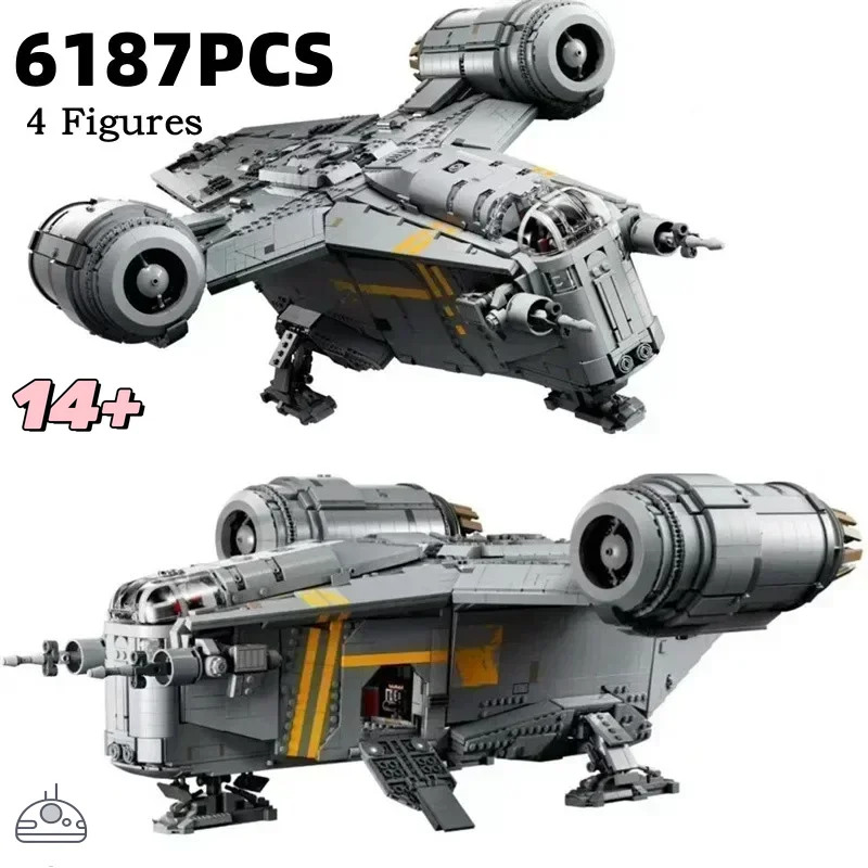 

В наличии 6187 шт., модель строительных блоков с гербом бритвы, совместимая 75331, 1023 шт., кирпичи для космического корабля, игрушки для мальчиков, подарки на день рождения