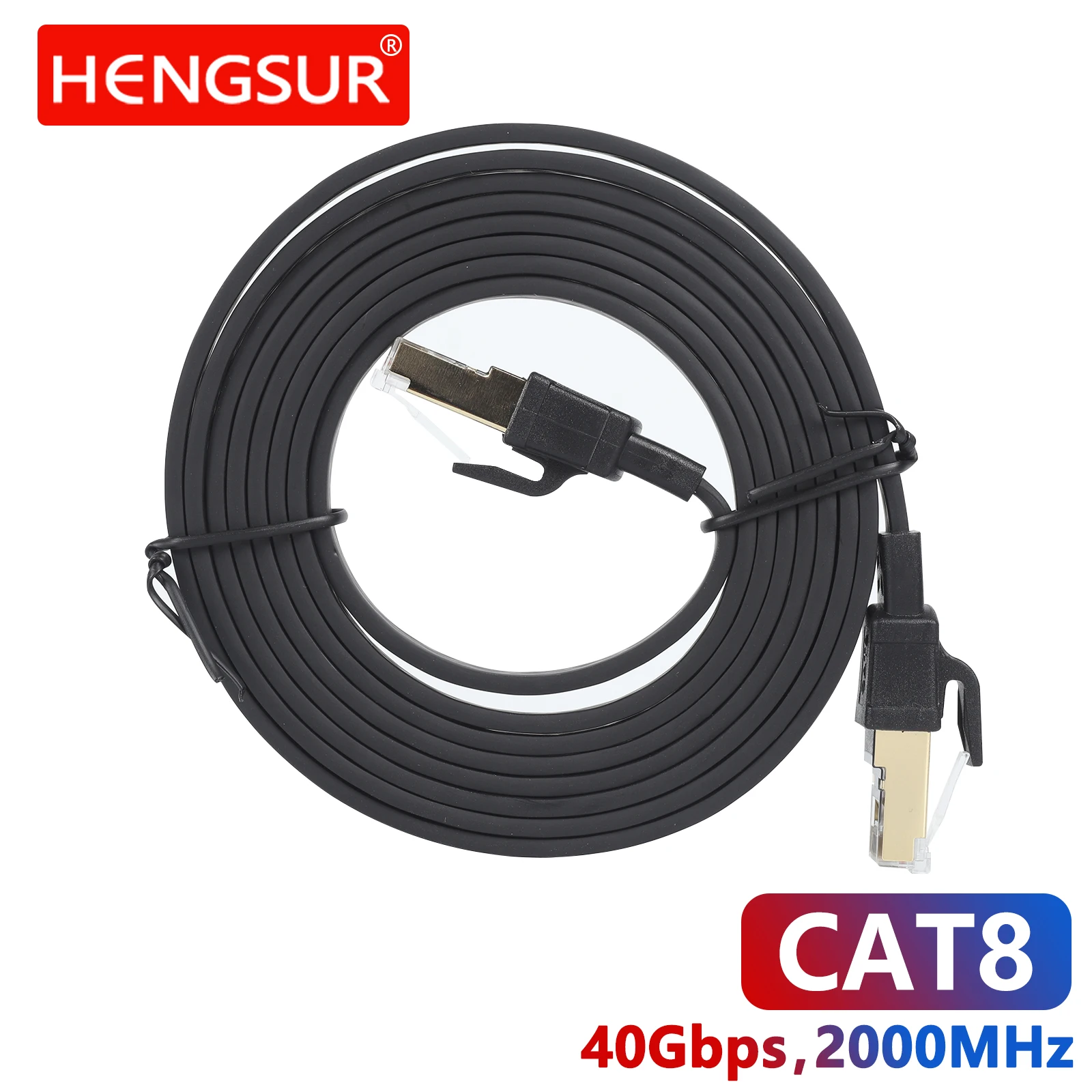 

Ethernet-кабель Cat 8 40 Гбит/с, 2000 МГц, высокоскоростной плоский сетевой патч-корд Cat8, экранированный сетевой провод SFTP с позолоченным RJ45
