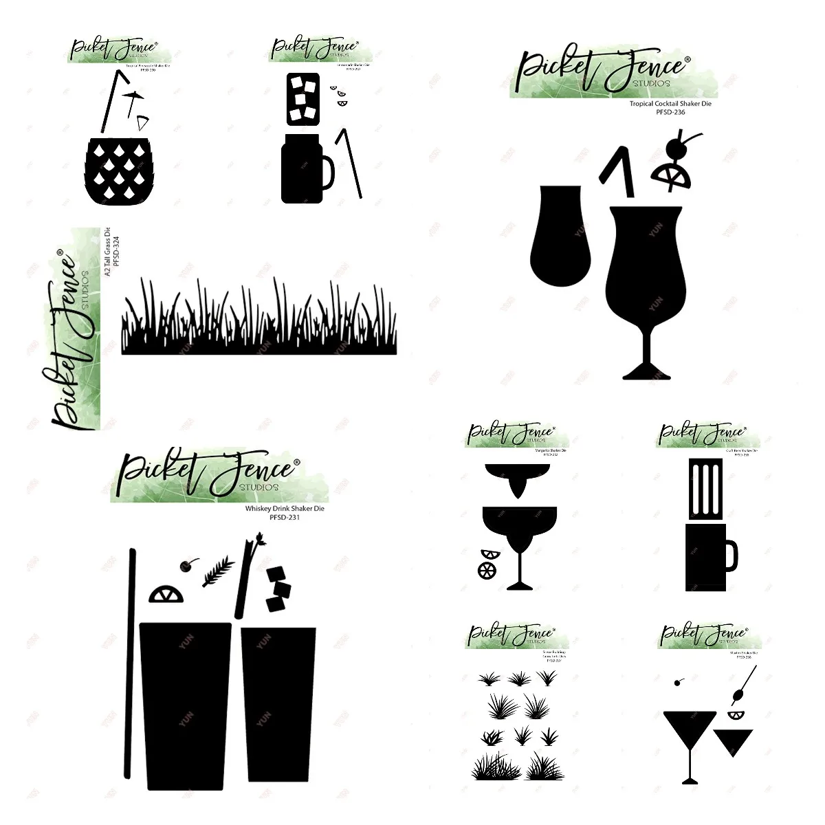 Lemonade Tropical Cocktail Shaker Glass Jars Shape Metal Cutting Dies Stencils for DIY Scrapbooking Tall Grass Die