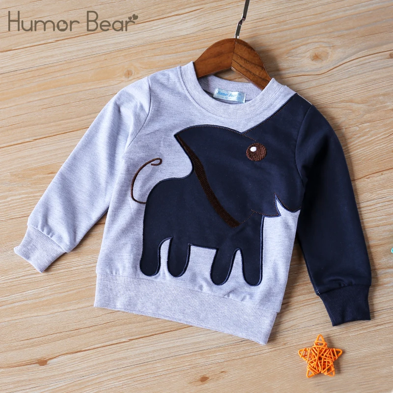 Humor Bear Boy Girls Sweater Top Spring Autumn Long-sleeve Cartoon Patchwork Cute Child Coat Outwear Clothes