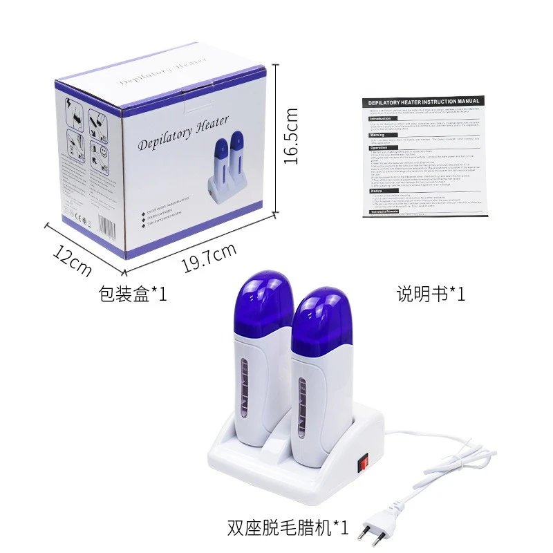 40W High Power Professional Hair Removal Wax Heater Machine Double Seat Roller Handheld Wax-melt Therapy Machine Beauty Salon