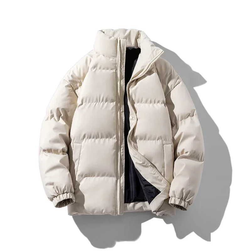 Jas Casual Parka Vrouwen Mode Nieuwe Streetwear Mannen Parka 'S Dikker Warm Heren Opstaande Kraag Effen Kleur Modemerk Winterjas