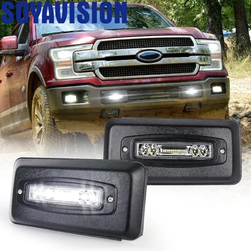 Protector de parachoques delantero de coche, insertos de tapa, cubierta final con luces LED para Ford F-150 2018 2019 2020, accesorios para automóviles izquierdo y derecho