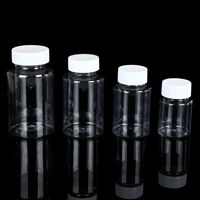 1PC 15/30/50/100/150/200ml Plastic PET Clear Empty Seal Bottles Solid Powder Medicine Pill Vial Container Reagent Packing Bottle