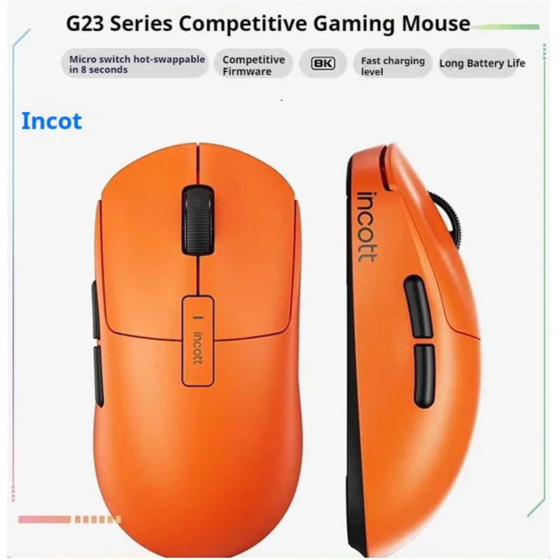 

Incott G23 Pro Mouse Hot Plug Micro Motion Electronic Gaming Games Three Mode 8k Wireless Bluetooth Paw3395 Office Mouse Gifts