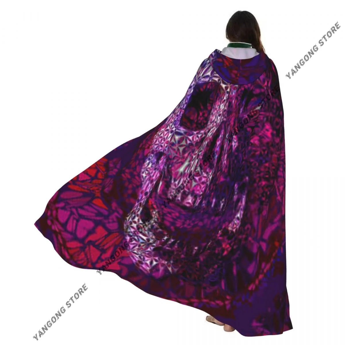 

Cosplay Medieval Costumes Abstract Colorful Skull Fantacy Spiral Element Hooded Cloak Capes Long Robes Jackets Coat Carnival