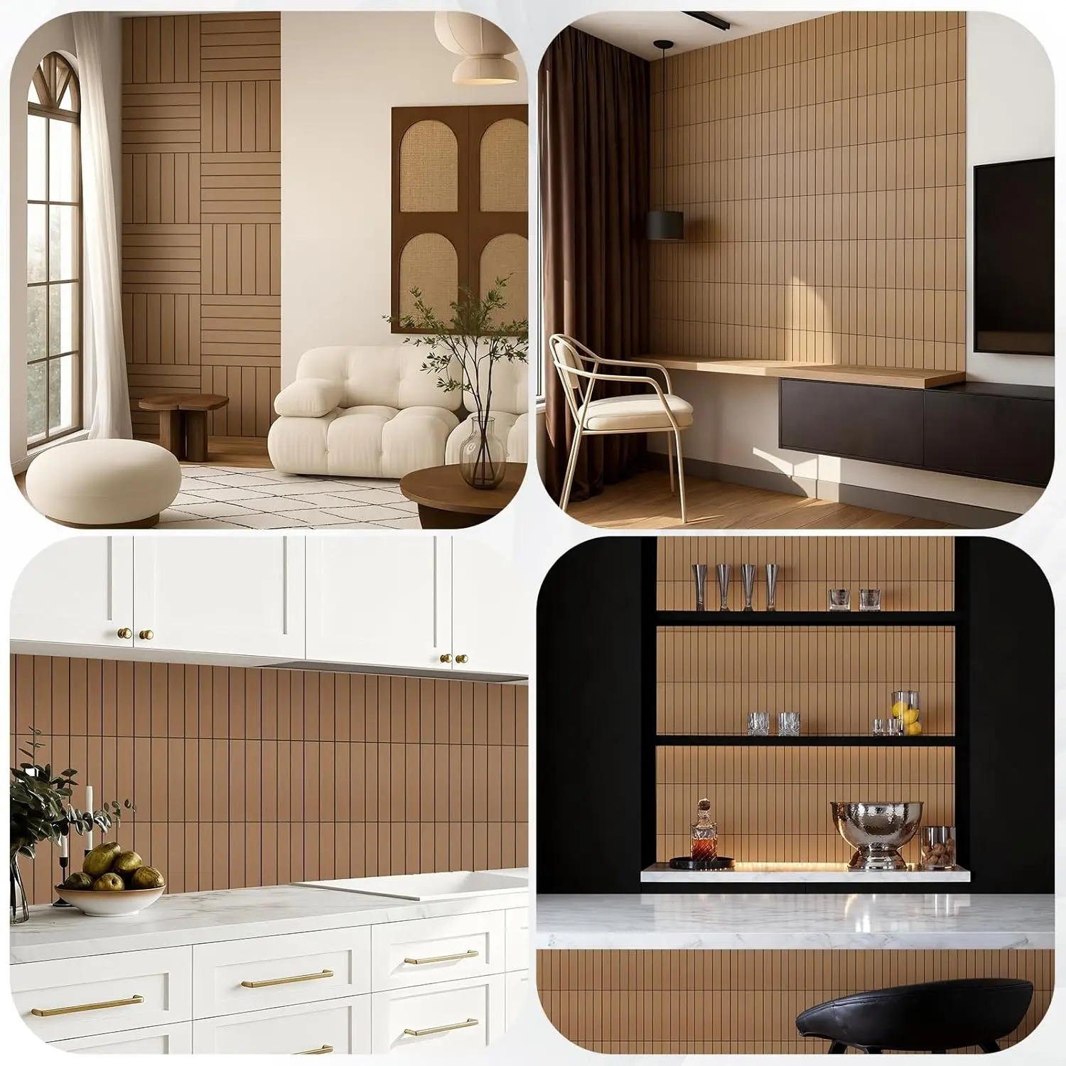 10Pcs Peel and Stick Wood Slat Wall Panels Decorative Wall Panels 12