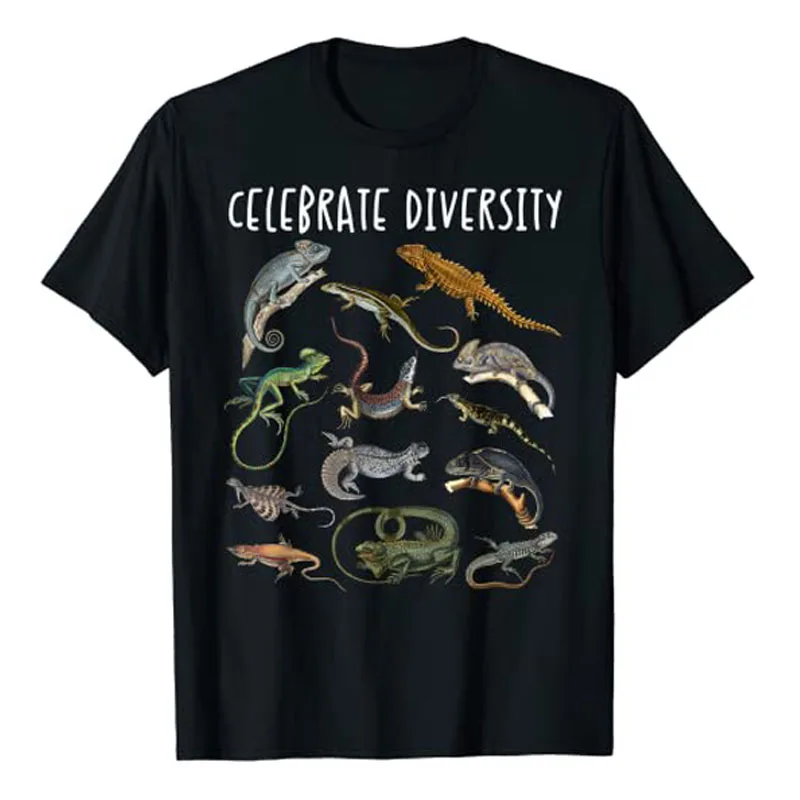 Different Types of Lizard T-Shirt, Reptile Shirt, Lizard-Lover Gift Humor Funny Graphic Tee Top Cute Cotton Short Sleeve Blouses