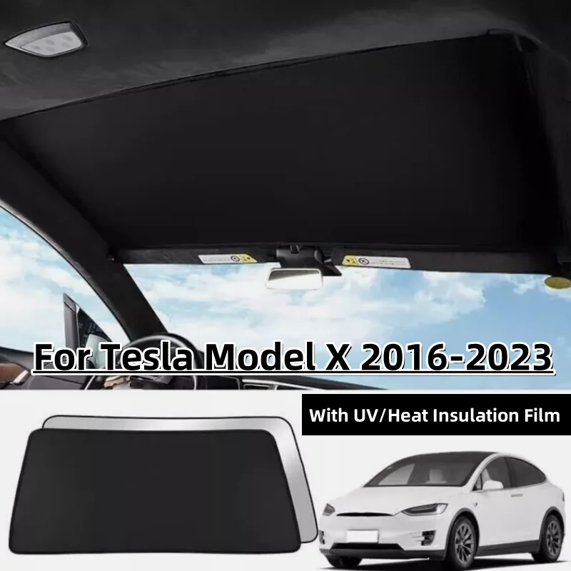 

Head Glass Roof Sunshade Sunroof Mesh Net With UV Film Blind For Tesla Model X