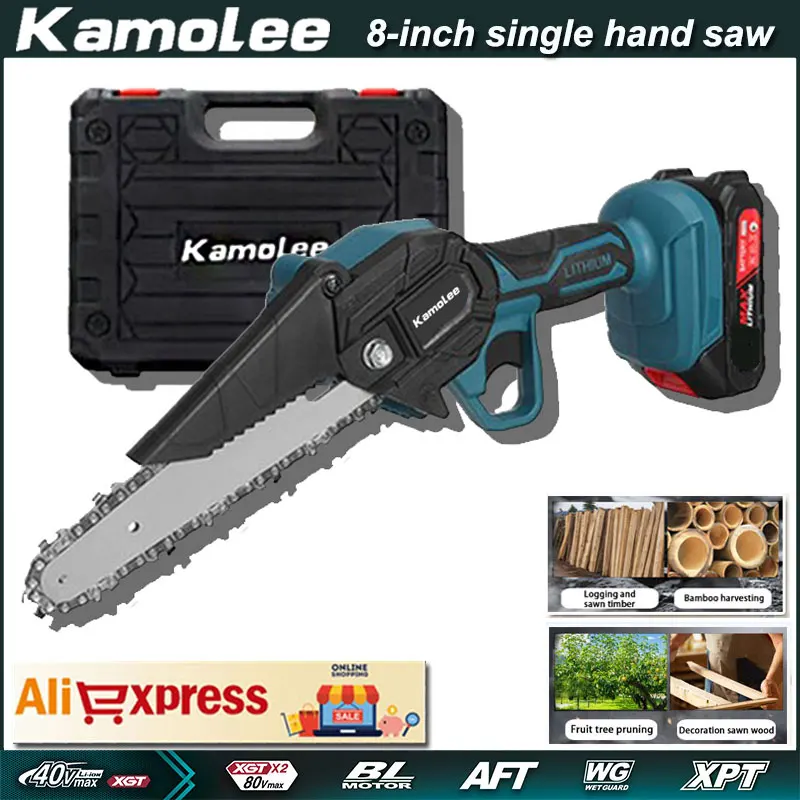 Kamolee Chainsaw 6 Inch 1300W Cordless Electric Saw Pruning Woodworking Power Tools Carpentry Pruning for Makita 18V Battery.