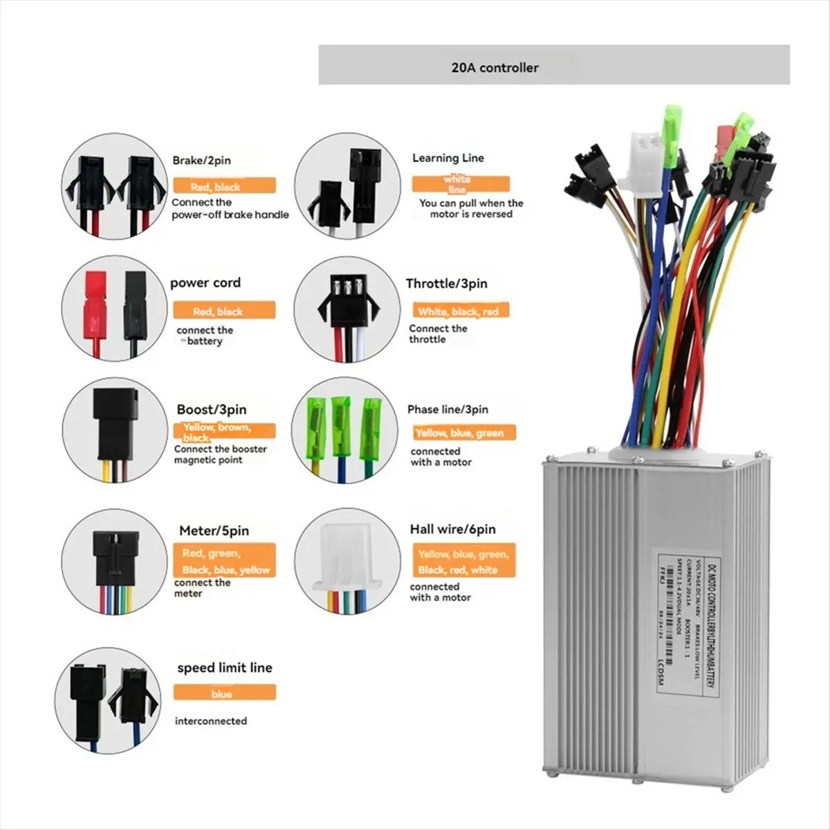 A14M S866 Electric Bike LCD Display Dashboard SM5+2PIN+20A 36V/48V Sine Wave Controller for Mountain Bike Modification Kit