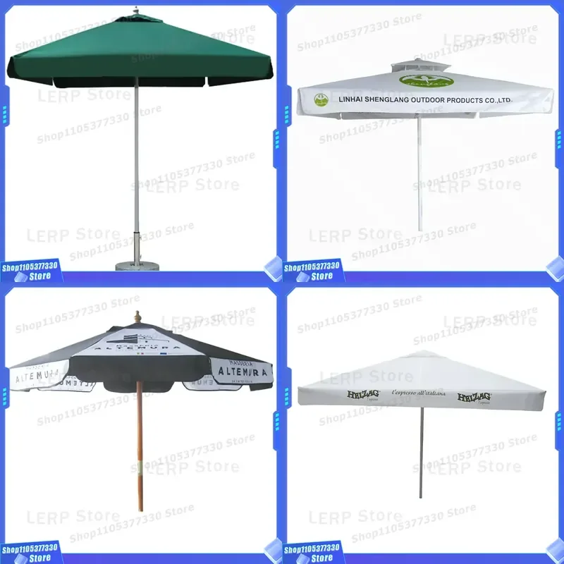 Custom Logo Heavy Duty Square Garden Umbrella Large Waterproof Patio Sunshade for Outdoor Beach Protection Durable Canopy