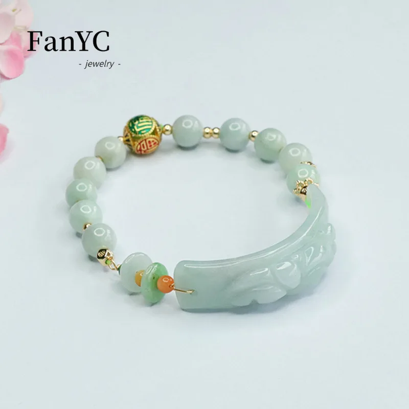 Natural Jadeite Pi Xiu Bracelet Enamel Blessing Bead String Exquisite Fashion Jewellery Gift for Men and Women