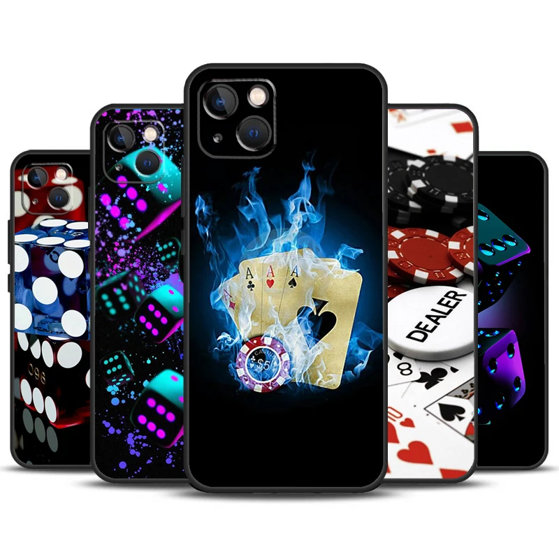 Dices Poker Casino Case For iPhone 14 13 11 12 16 15 Pro Max 12 13 Mini X XR XS MAX 7 8 14 16 15 Plus Back Cover