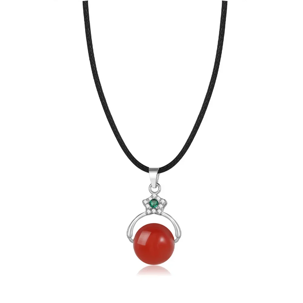 Corda di cera, corda di cuoio nera, corda per collana, ciondolo zircone, corda pendente, corda pendente in giada, corda pendente