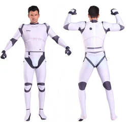 White Trooper Cosplay Fantasy Jumpsuit Movie Space Battle Army Costume Disguise Adult Men Roleplay Fantasia Outfits Male